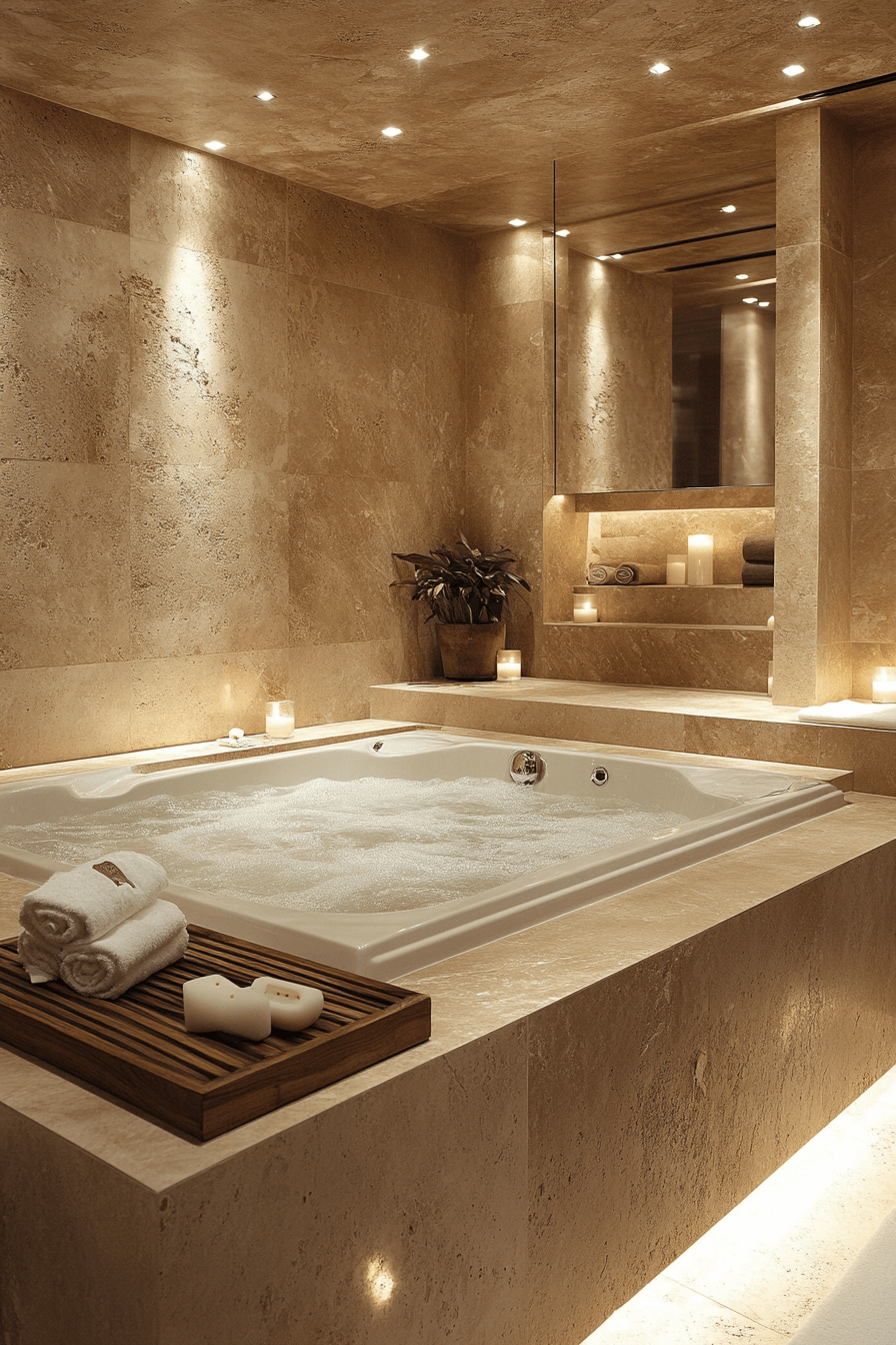 25 Luxury Bathroom Design Ideas to Add Glamour to Your Home 22 Tranquil Sandstone Bathroom Escape