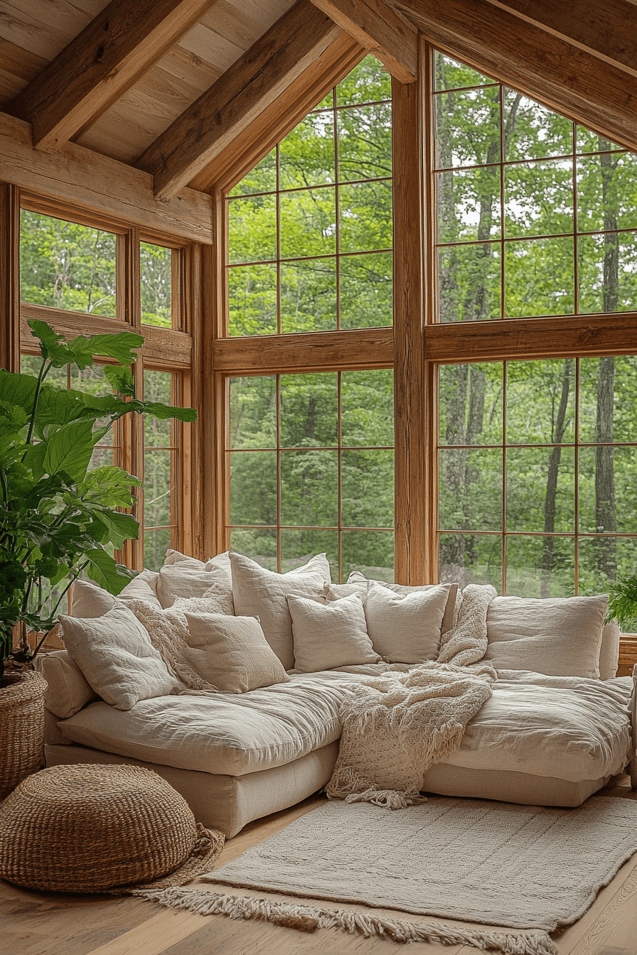 25 Little Cabin Living Room Ideas That Will Warm Your Heart 23 Sunlit Glassy Cabin Sunroom