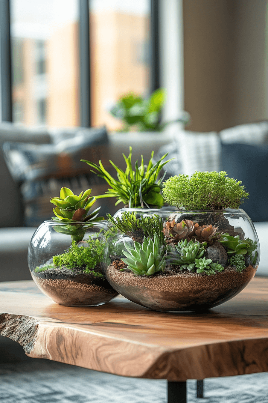 25 Coffee Table Decor Ideas to Refresh Your Living Room 24 Terrarium Coffee Table Display
