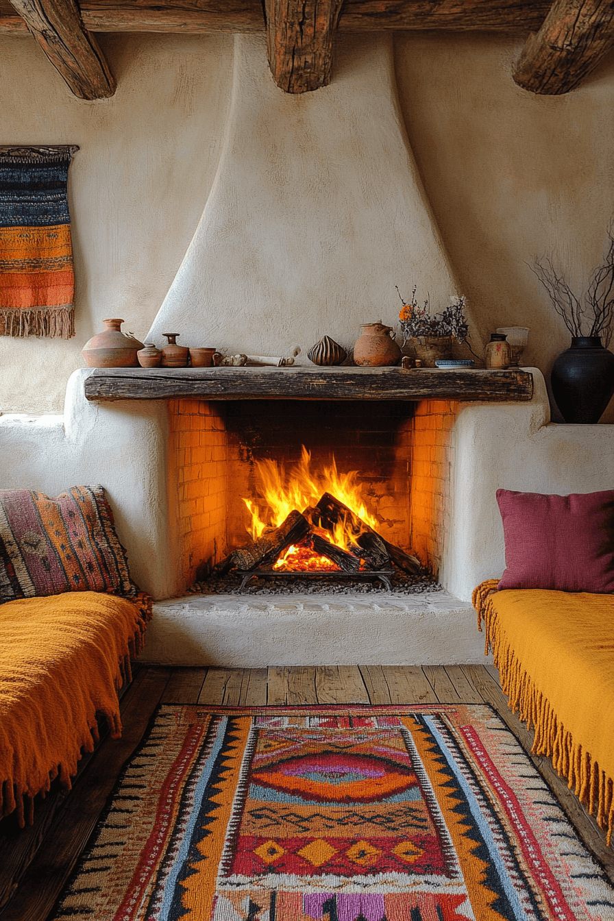 25 Fireplace Interior Ideas to Enhance Your Home’s Ambience 25 Warm Southwestern Adobe Fireplace