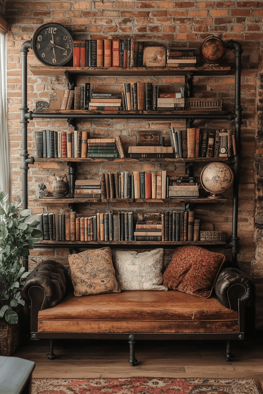 25 Bookshelf Ideas to Showcase Your Favorite Reads and Decor 3 Pipe Frame Bookshelf Art