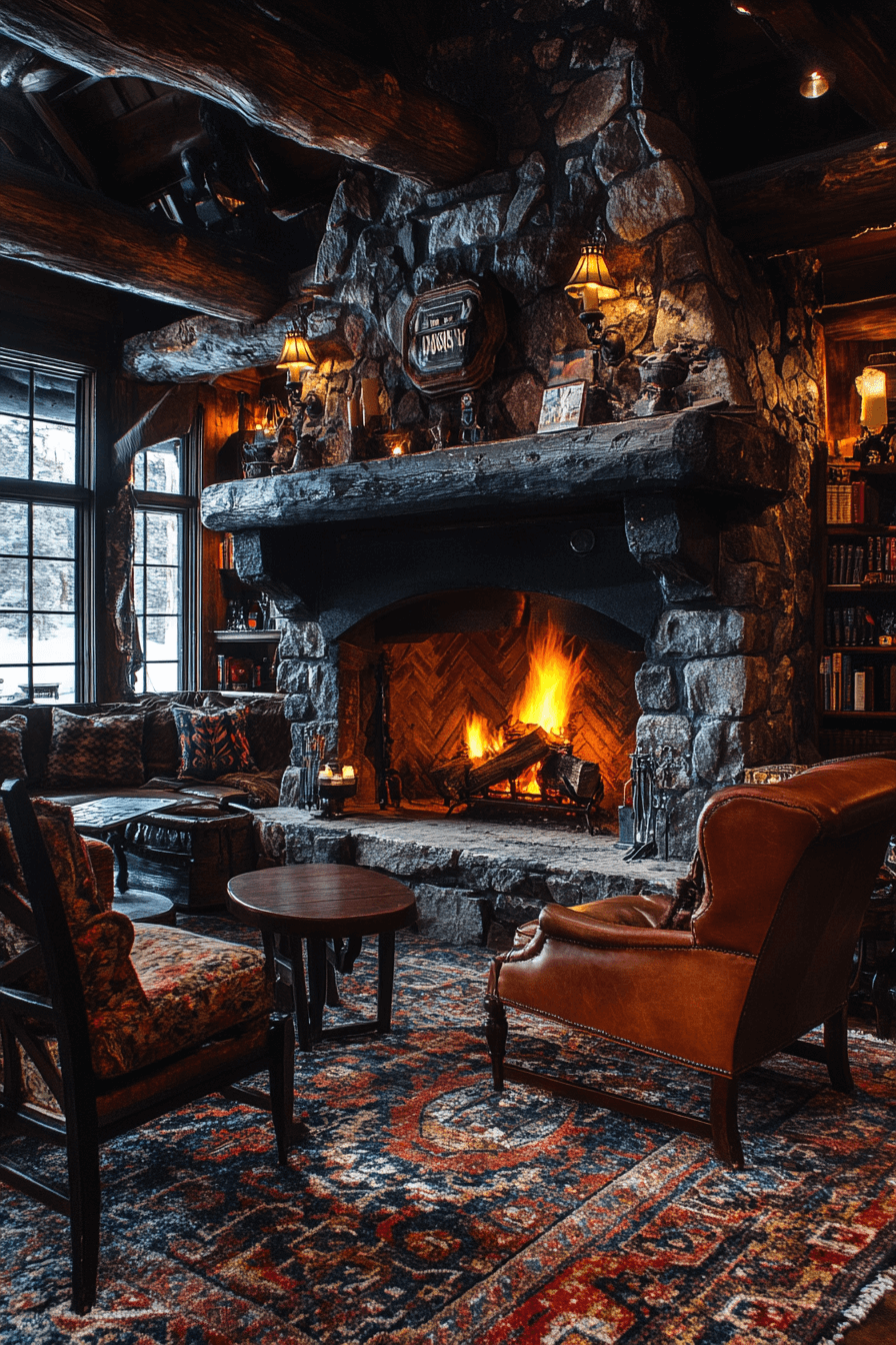25 Fireplace Interior Ideas to Enhance Your Home’s Ambience 4 Cozy Rustic Stone Fireplace Charm