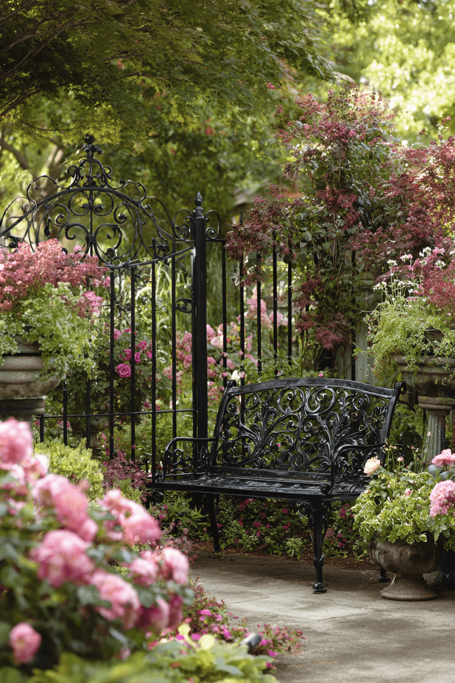 25 Antique Yard Decor Ideas for a Warm and Inviting Outdoor Vibe 5 Iron Garden Accents