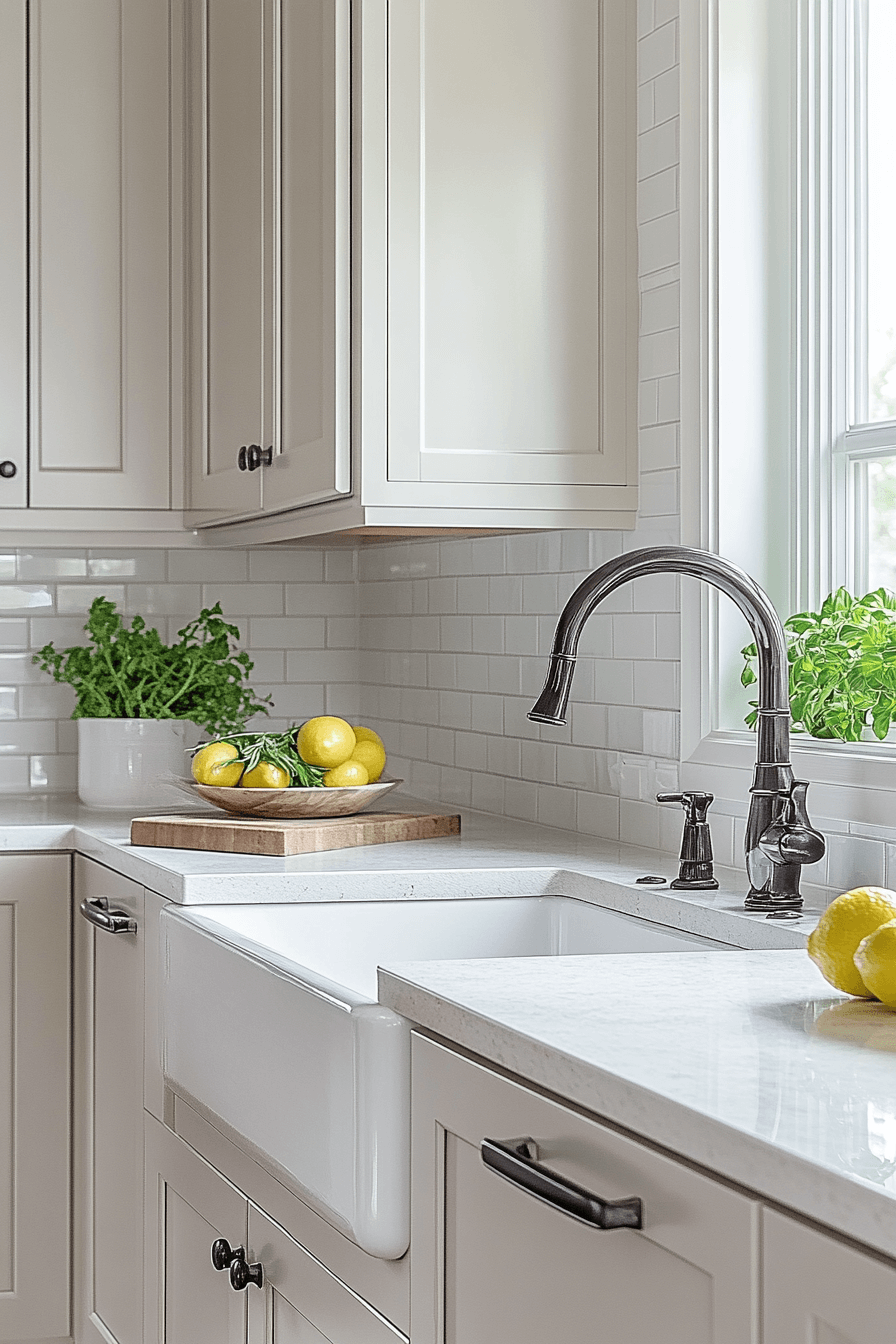 25 Neutral Kitchen Cabinets to Create a Calming Cooking Space 6 Porcelain Bright Finish