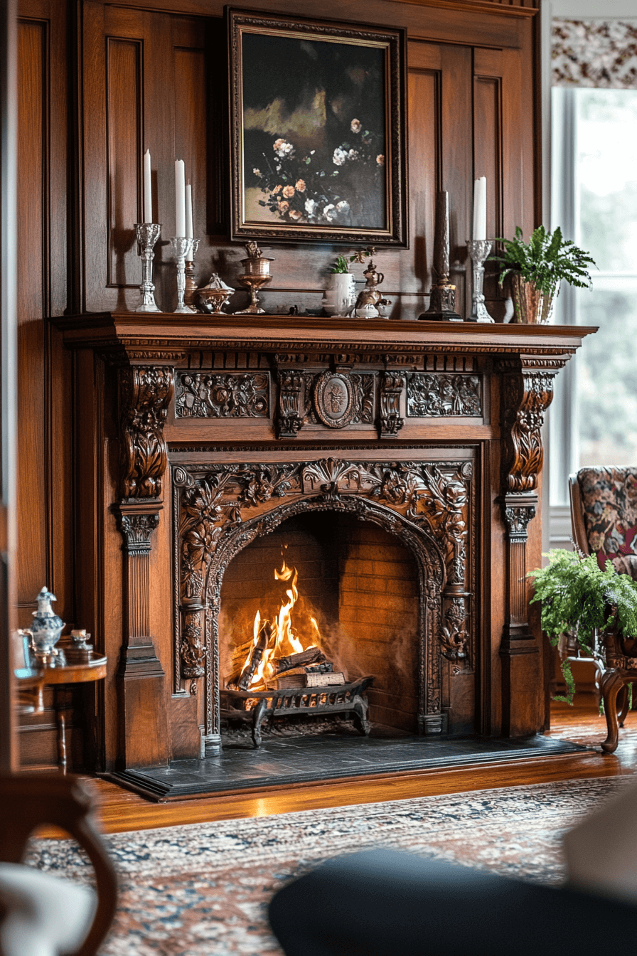 25 Fireplace Interior Ideas to Enhance Your Home’s Ambience 6 Refined Wooden Mantel Fireplace