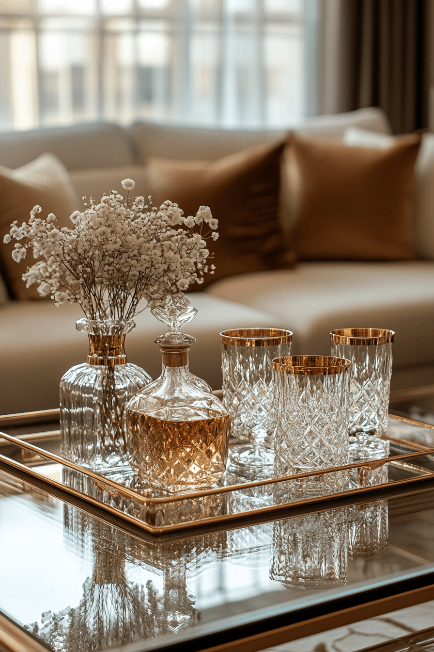 25 Coffee Table Decor Ideas to Refresh Your Living Room 8 Glam Coffee Table Glow