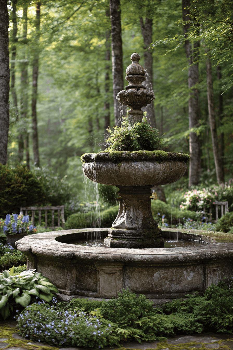 25 Antique Yard Decor Ideas for a Warm and Inviting Outdoor Vibe 8 Vintage Fountain Beauty