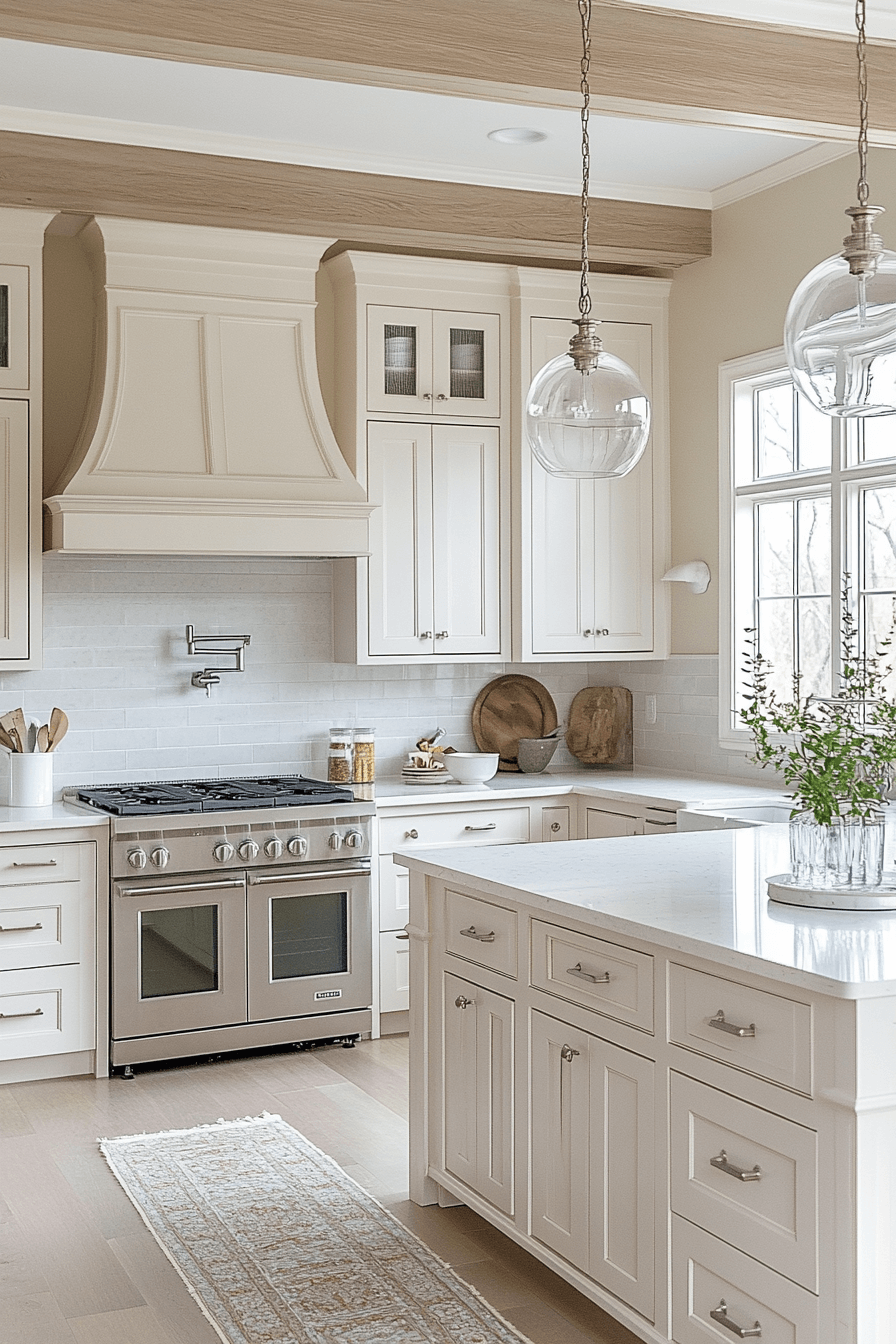 25 Neutral Kitchen Cabinets to Create a Calming Cooking Space 9 Crisp White Glow