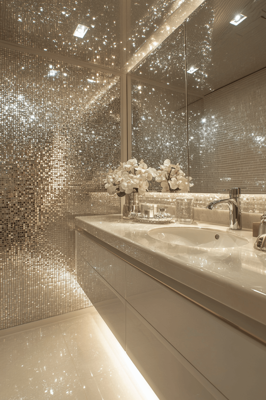 25 Luxury Bathroom Design Ideas to Add Glamour to Your Home 9 Glamorous Mirror Vanity Display