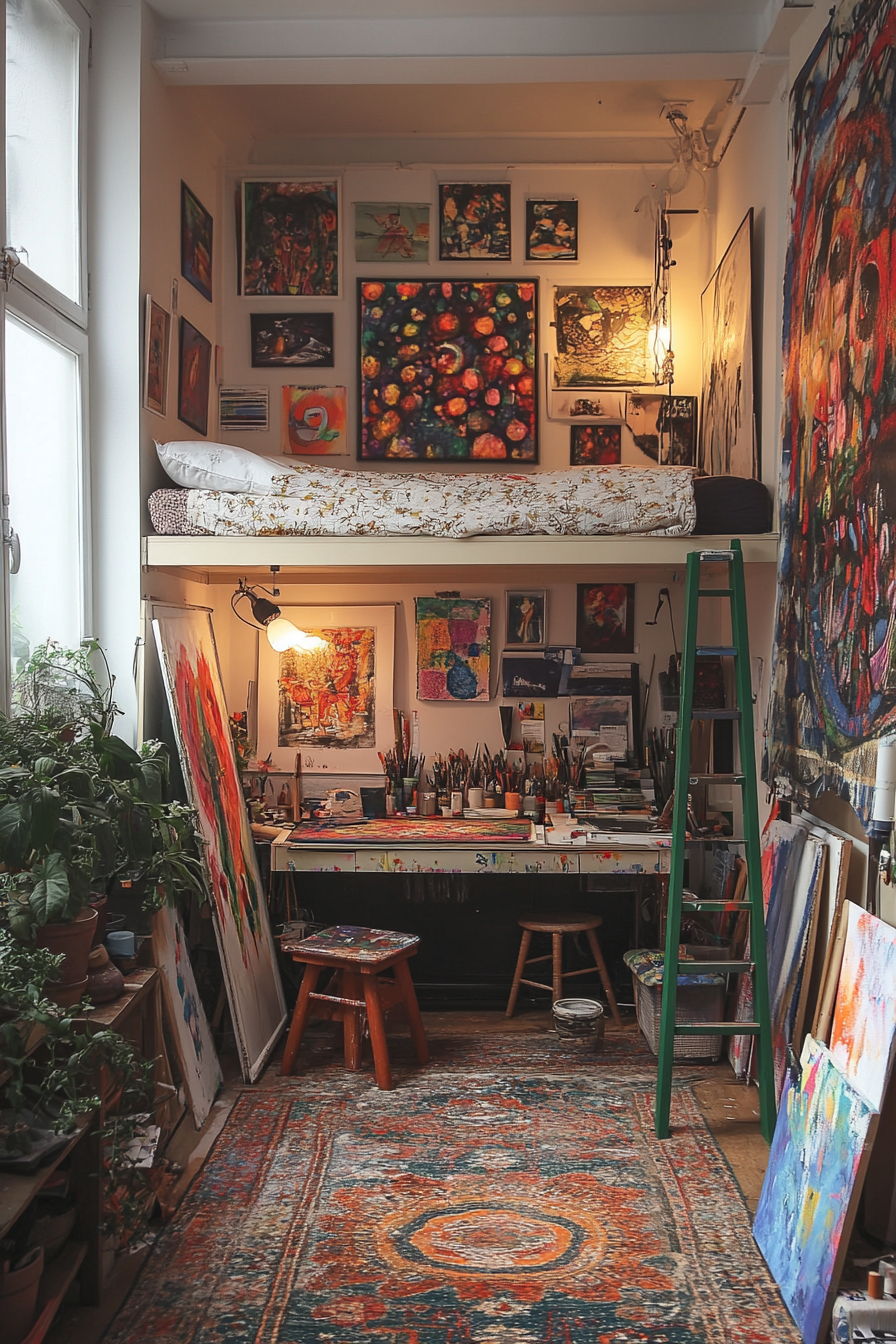 25 Loft Beds for Small Rooms That Make the Most of Every Inch creative artist loft nook 1