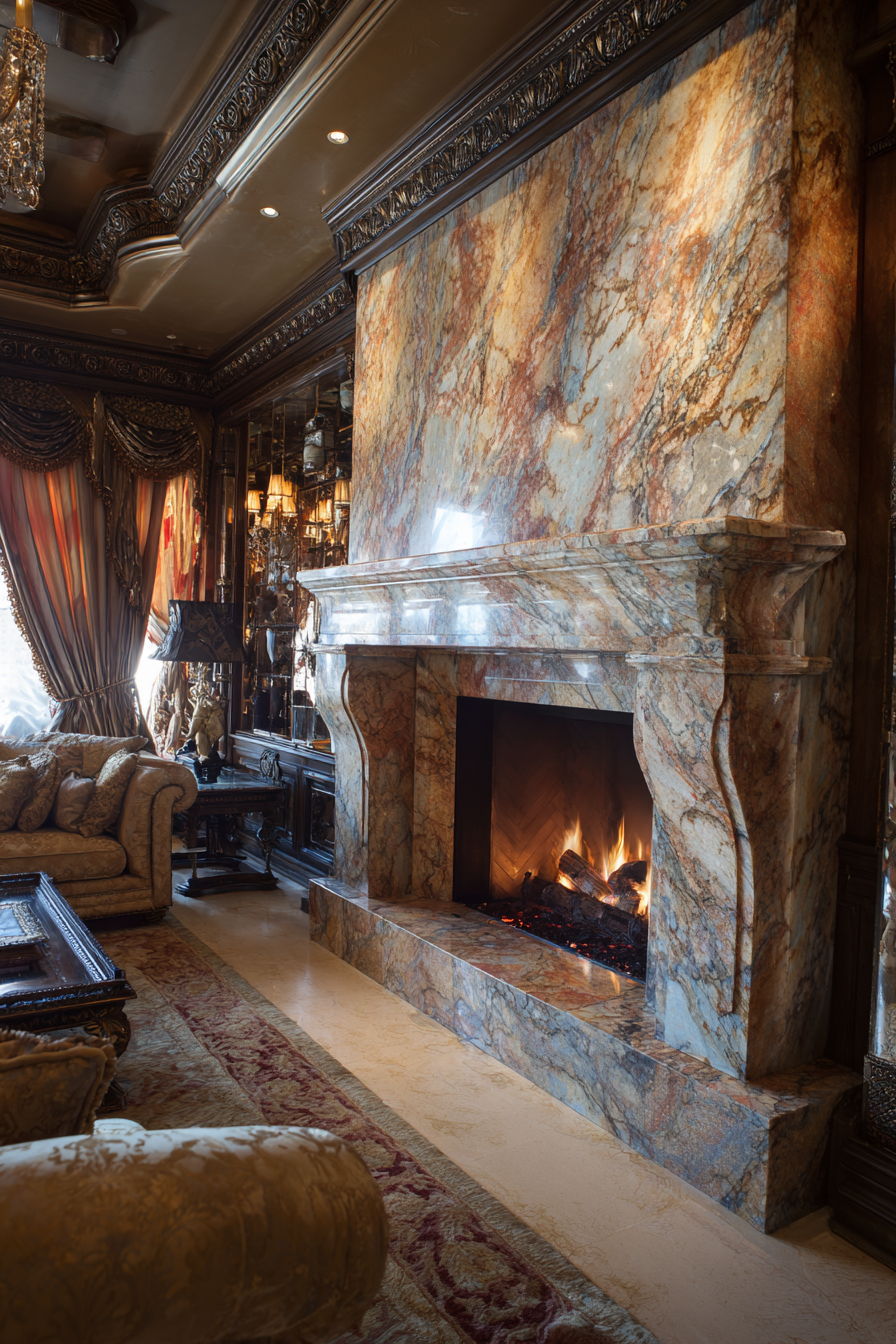 25 Fireplace Interior Ideas to Enhance Your Home’s Ambience luxe granite fireplace accent piece 1