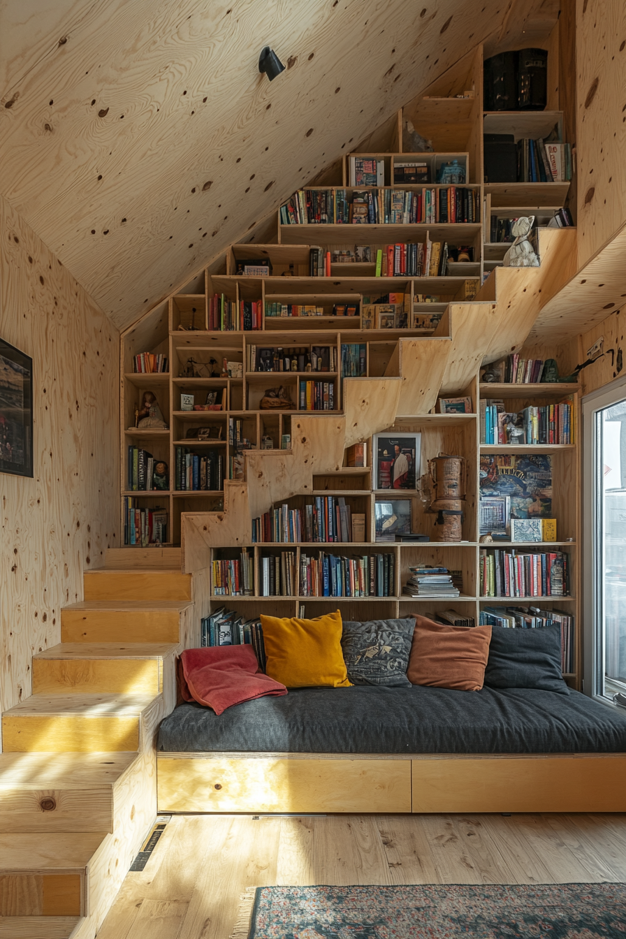 25 Bookshelf Ideas to Showcase Your Favorite Reads and Decor staircase built in storage shelves 1